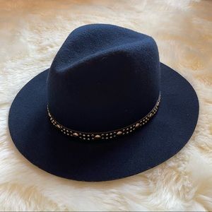 NWT - Rebecca Minkoff Classic Navy Fedora w/Jeweled Leather Band